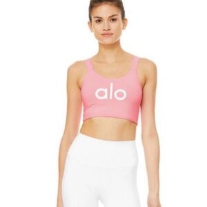 Alo Macaron Pink Fortify Logo Bra